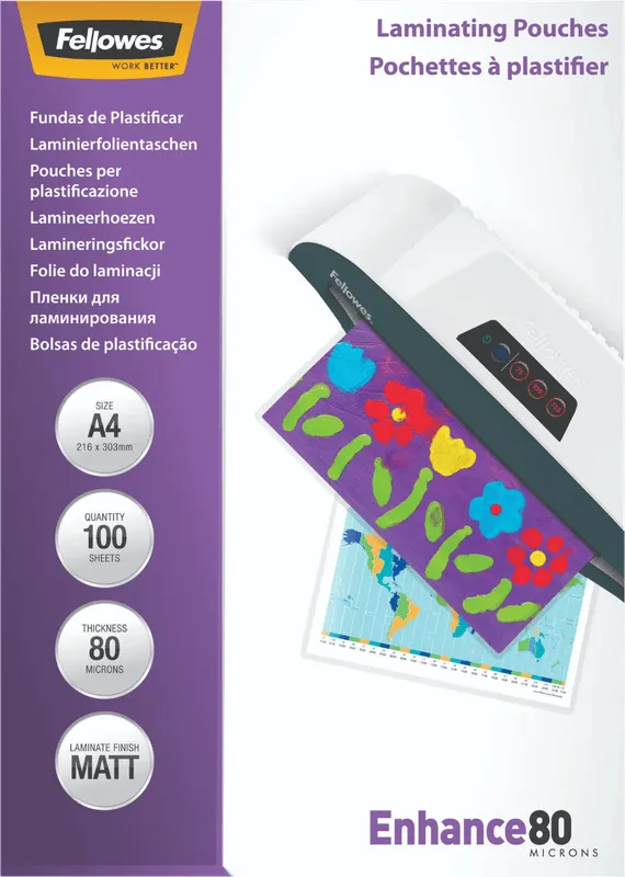 Fellowes Lamineerhoezen Enhance Mat 80 mic A4 (100 Stuks)