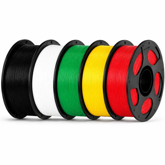 ARTILLERY 3D Printer Filament Bundel – 5KG (5 × 1KG) | Zwart, Wit, Groen, Geel & Rood | 1,75mm Filament