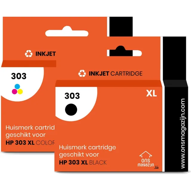 G&G Voordeelset Cartridges - HP 303XL Zwart en XL Kleur Zwart, Tri-Color