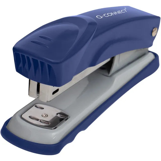Q-CONNECT nietmachine, metaal, half strip, 25 blad, blauw