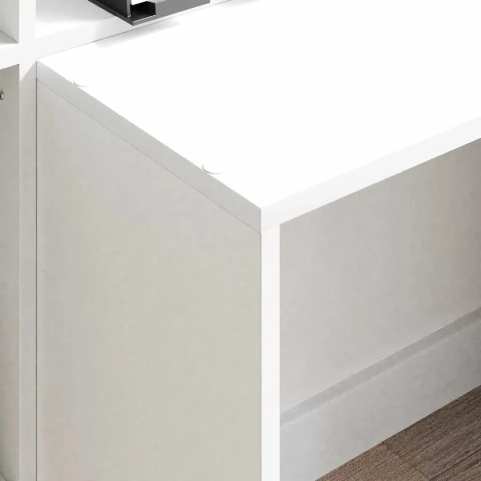 vidaXL Bureau Wit 138,5 x 55 x 143 cm Bewerkt hout, foto 4