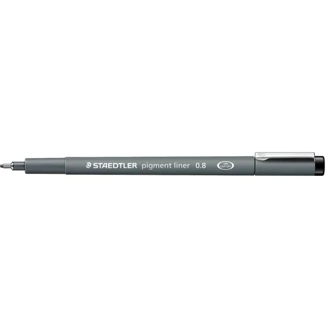 Staedtler pigment liner fineliner, ronde punt, schrijfbreedte 0,8 mm, zwart