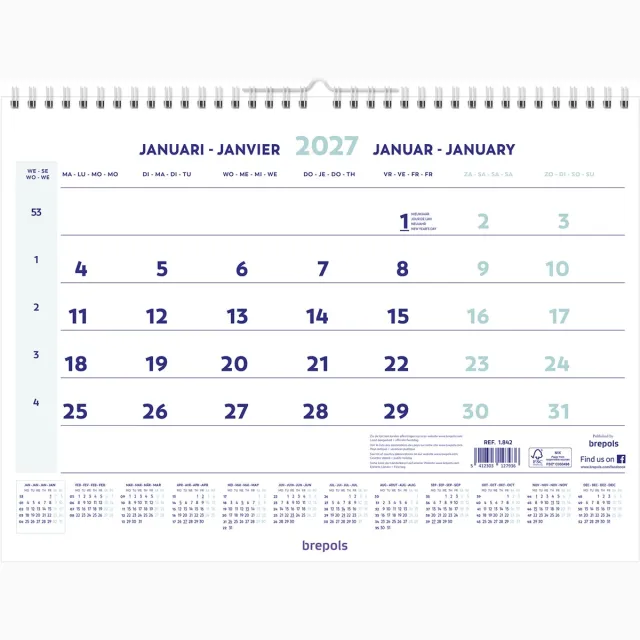 Brepols maandkalender, 2027