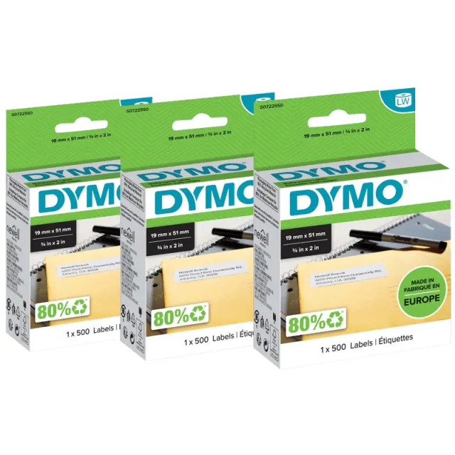 Dymo Verwijderbaar Etiket 19 x 51 mm 500 stuks 3-pack