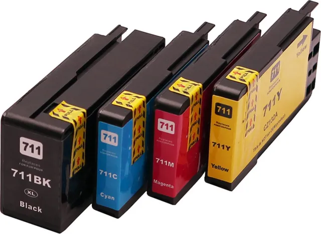 Inktkenners Inktcartridges Geschikt voor HP 711 XL | Multipack van 4 stuks Geschikt voor HP Designjet T120 - T125 - T130 - T520 - T525 - T530 zwart, cyaan, magenta, geel