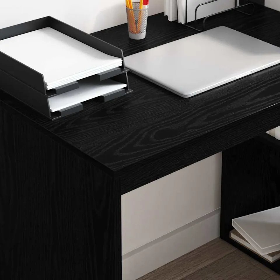 vidaXL Bureau Zwart Eiken 108 x 55 x 103 cm Bewerkt hout, foto 4