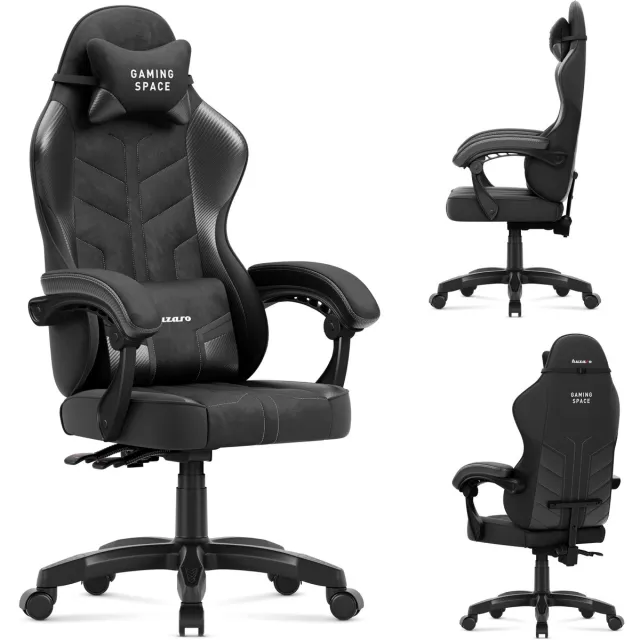 Huzaro Force 2.7 – luxe velours gamestoel met 135° kantelfunctie en ergonomisch design Zwart