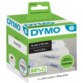 Dymo Etiket Dymo LabelWriter naamkaart hangmap 12x50mm 1 rol á 220 stuks wit