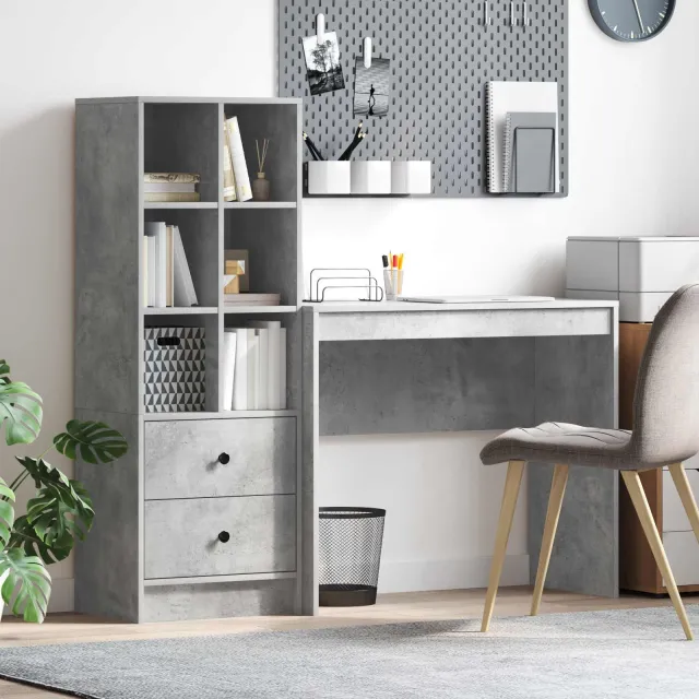 vidaXL Bureau Beton Grijs 135,5 x 40 x 127 cm 2 st, foto 2