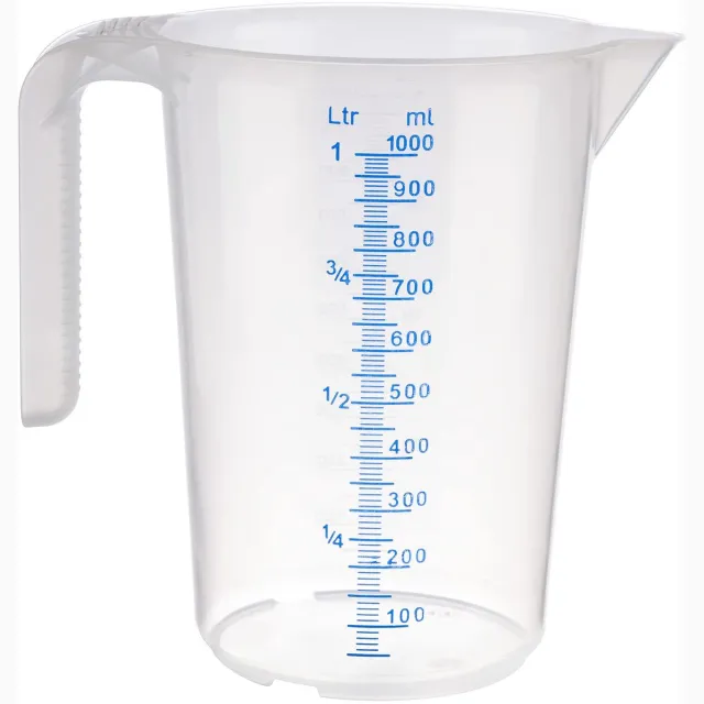 APS Maatbeker - Mengbeker - Vaatwasserbestendig - Kunststof - 1 Liter - Voor Horeca - Voor Buffet - H 16,5 cm Transparant