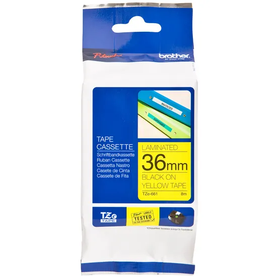 Brother Labeltape Brother P-touch TZe-661 standaard 36mm zwart op geel
