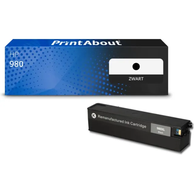 PrintAbout huismerk Inktcartridge 980 (D8J10A) Zwart Geschikt voor HP