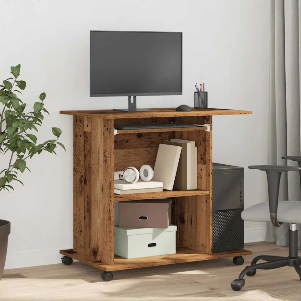 vidaXL Computerbureau 80x50x75 cm bewerkt hout oud houtkleurig bruin, foto 2