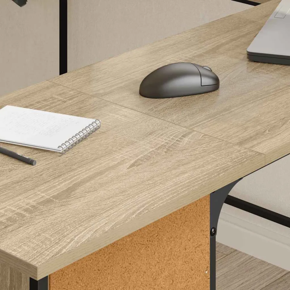 vidaXL Bureau 141x141x75 cm bewerkt hout sonoma eikenkleurig, foto 3