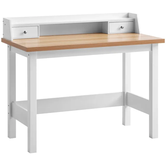 Ervesto Bureau 106x53x90 cm Wit Kantoortafel met Lade, Thuiskantoor Computertafel Ruimtebesparend met Opbergruimte, Kantoor Laptoptafel Studeerkamer