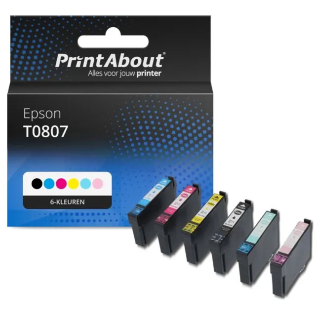 PrintAbout Inktcartridge / Alternatief voor de Epson T0801 / 6 Kleuren 6-kleuren