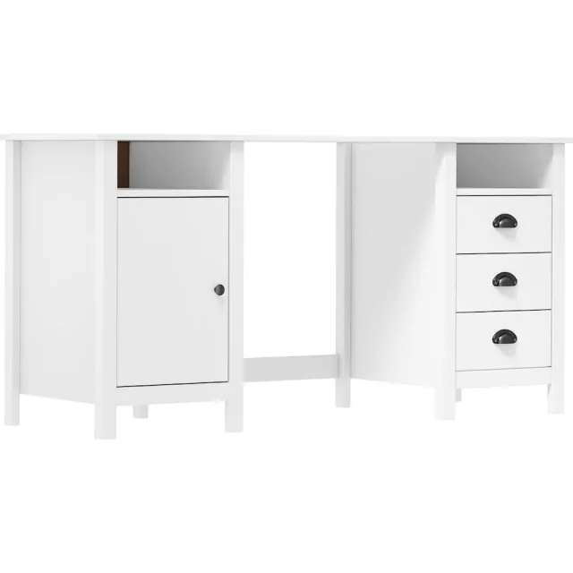 vidaXL Bureau Hill 150x50x74 cm massief grenenhout wit