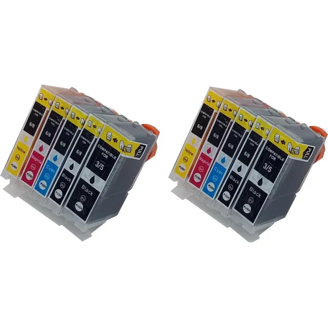 KATRIZ huismerk inkt voor Canon 2X PGI5XLBK + 2X CLI8XLBK + 2X CLI8XL Cyaan + 2X CLI8XL Magenta + 2X CLI8XL Geel (10stuks) - Met chip Zwart, foto zwart, cyaan, magenta, geel