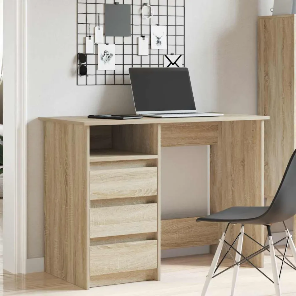 vidaXL Bureau 102x50x75 cm bewerkt hout sonoma eikenkleurig, foto 2