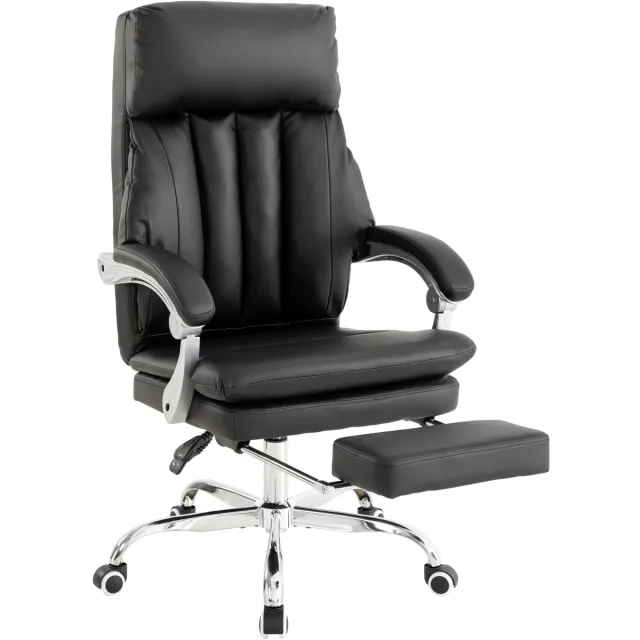 UEV ergonomische bureaustoelen met voetsteun, draaistoelen en bureau- en stoelsets, kantelbaar, in hoogte verstelbaar, ademende stof, geschikt voor de studeerkamer en de slaapkamer, zwart