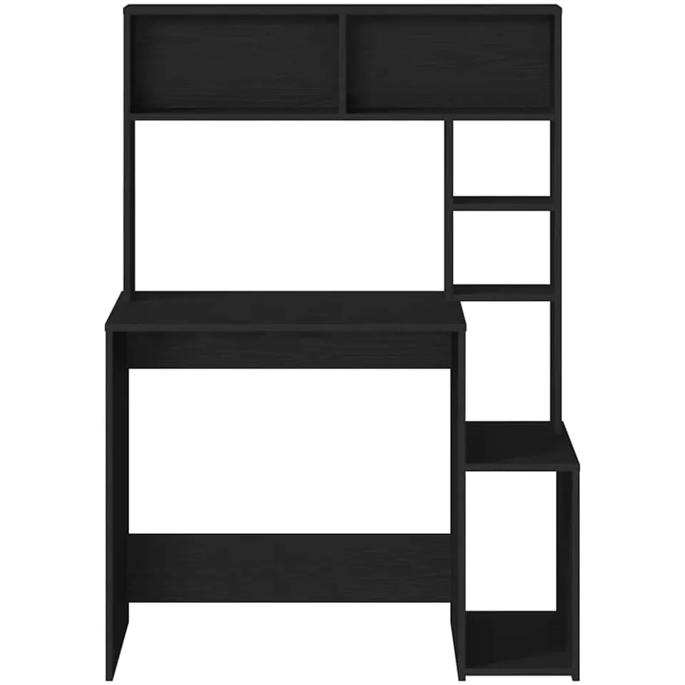 vidaXL Bureau met schappen 100x45x140 cm bewerkt hout zwart, foto 3