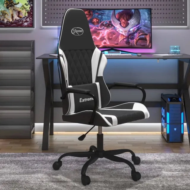 vidaXL Gamestoel - kunstleer - zwart - en - wit zwart en wit