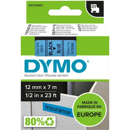 Dymo 45016 (S0720560) Tape Zwart op blauw (12 mm), foto 2