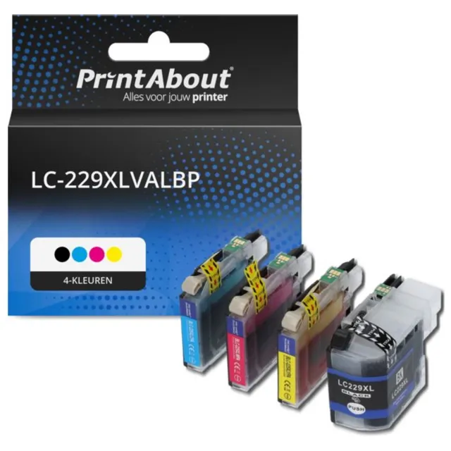 PrintAbout Huismerk Brother LC-229XLVALBP Inktcartridge 4-kleuren Voordeelbundel Extra hoge capaciteit