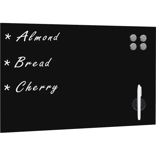 vidaXL Magneetbord wandmontage 50x30 cm glas Zwart