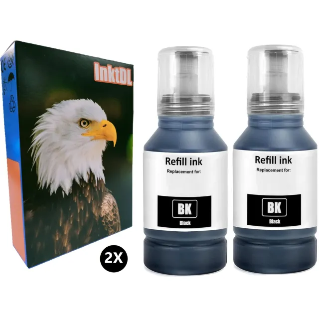 InktDL Huismerk geschikt voor Epson 104 Inktflessen - 2X 135ml Zwarte Inkt - Geschikt voor EcoTank ET-1810 - ET-2721 - ET-2814 - ET-2820 - ET-2825 2X Zwart XL