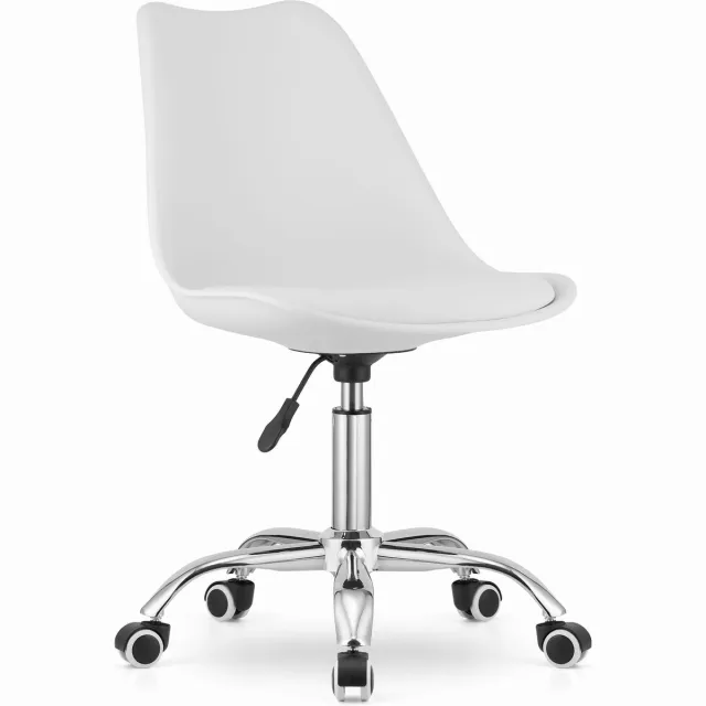 LEOBERT ALBA Bureaustoel Wit, Ergonomisch Design, Verstelbare Zithoogte, Chrome Basis. Perfect voor Kinderkamer of Kantoor. Max. 110 kg