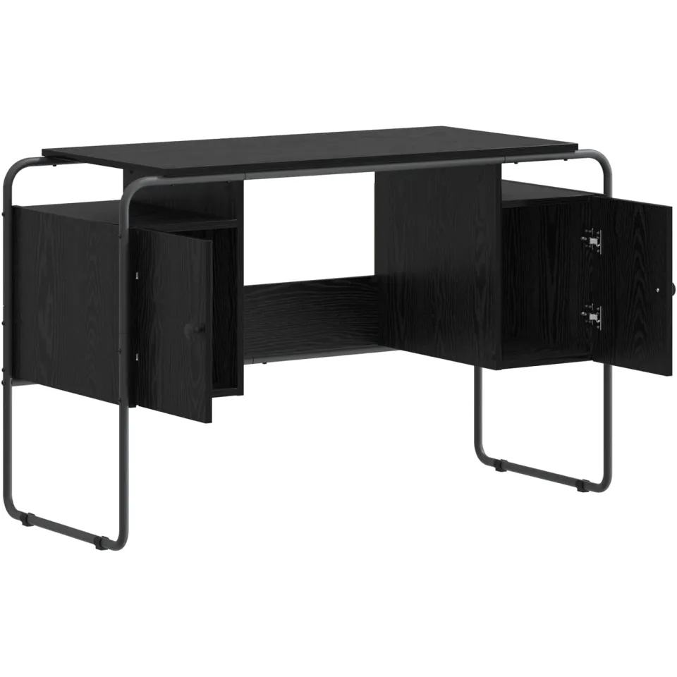 vidaXL Bureau met opbergruimte Zwart eiken 120 x 50.5 x 75.5 cm