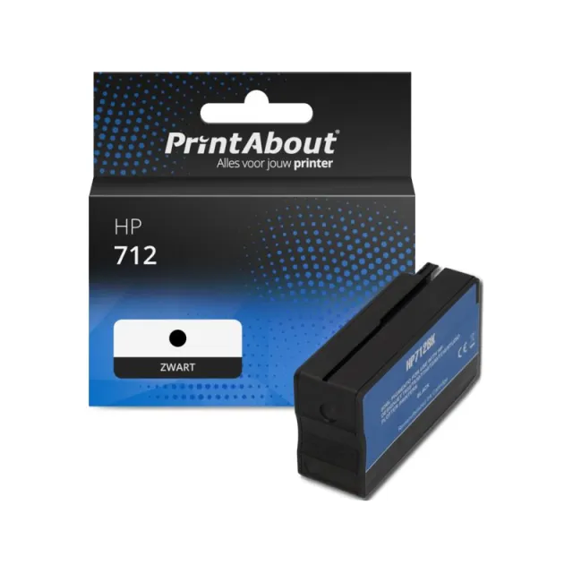 PrintAbout huismerk Inktcartridge 712 (3ED70A) Zwart Geschikt voor HP