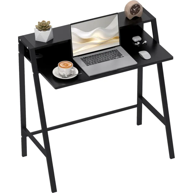 Homcom Bureau met Kabeldoorvoer - Computertafel - Werktafel - Hoekbureau - Zwart schwarz