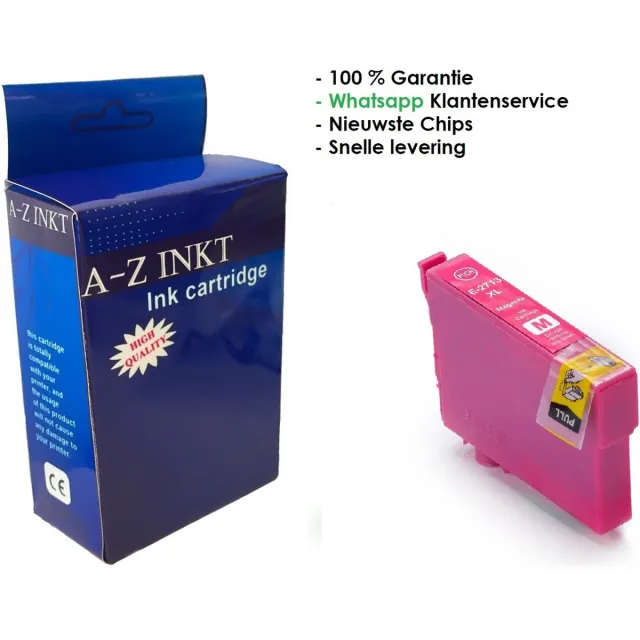 AtotZinkt Compatible inkt cartridge voor Epson 27XL M | 1 x Magenta Rode inktcartridge voor Epson Workforce WF-3620WF, WF-3620DWF, WF-3640DTWF, WF-7110DTW, WF-7210DTW, WF-7610DWF, WF-7615DWF, WF-7620DTWF, WF-7710DWF, WF-7715DWF, WF-7720DTWF