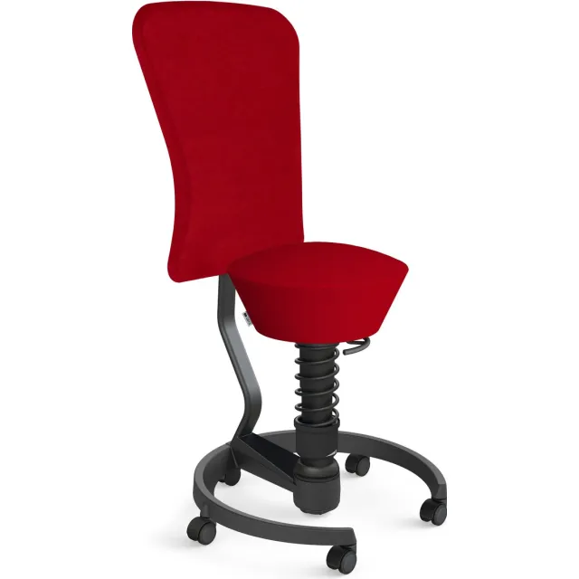 AERIS SWOPPER with backrest footring with castors (soft floor), black spring strut type: standard, black, spring black seat cover: microfibre Comfort (Gabriel), red backrest pole: black, backrest cover: microfibre Comfort (Gabriel), red rood - harde wielen