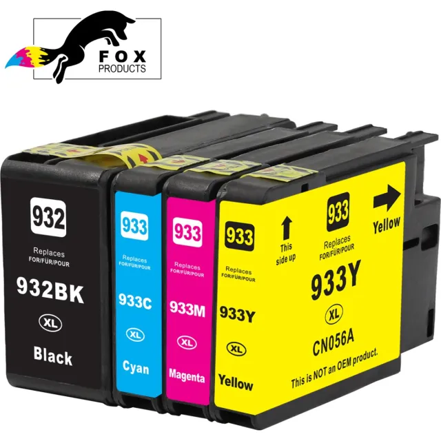 FoxProducts HP 932XL / HP 933XL, HP 932 / HP 933 - 4 inktcartridges geschikt voor HP OfficeJet 6100, 6600, 6700, 7110, 7610, 7612, 8620 Cyan, Magenta, Yellow, Black