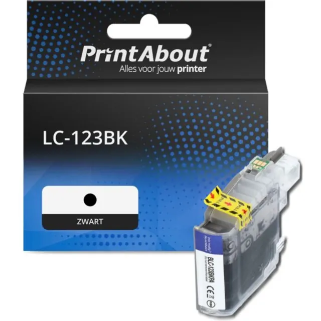 PrintAbout huismerk Inktcartridge LC-123BK Zwart geschikt voor Brother