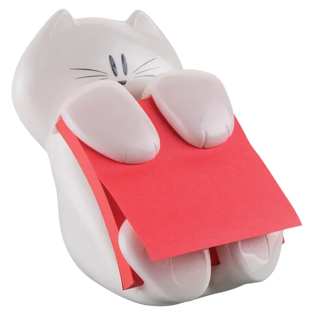 Post-it Super Sticky Z-notes dispenser, kat, voor ft 76 x 76, met 1 blok van 90 blaadjes rood roze