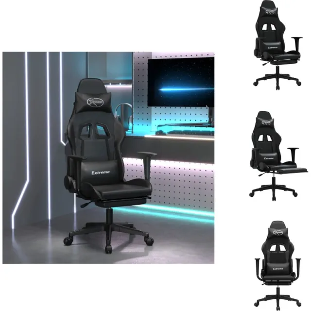 vidaXL Massage - gamestoel - met - voetensteun - kunstleer - zwart