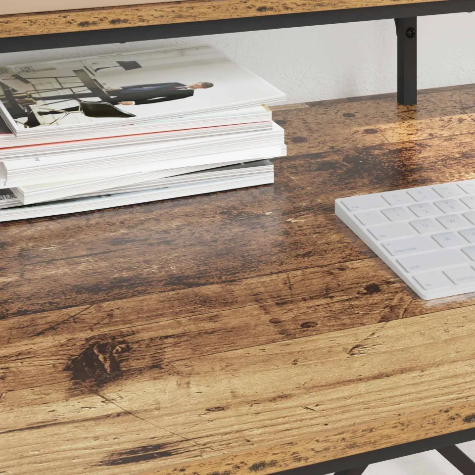 vidaXL Bureau Oud Hout 100 x 50 x 90 cm Bewerkt hout bruin, foto 4