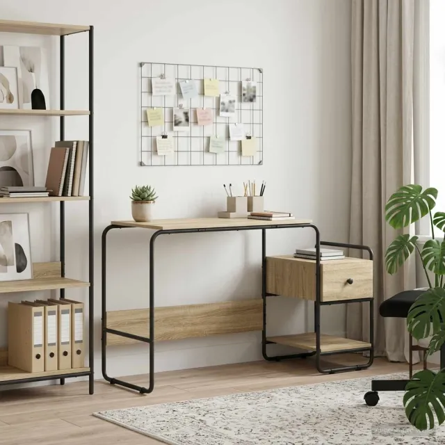 vidaXL Bureau met opbergruimte Sonoma Eiken 131,5 x 50 x 75,5 cm, foto 2