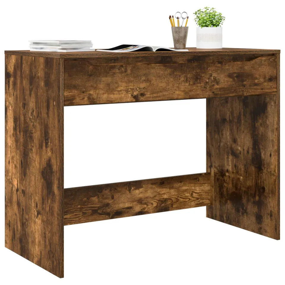 vidaXL Bureau met Lade Gerookt eiken 100 x 50 x 78 cm, foto 3