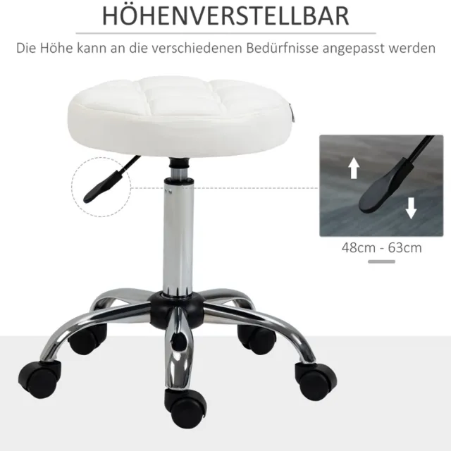 HAUSS SPOLE Bureaustoelen - Verstelbare Bureaustoel Met 360° Draaibare Zitting - Ergonomisch, Voor Kantoor & Salon - 35,5×35,5×67 cm - Ledervezelstof - Wit