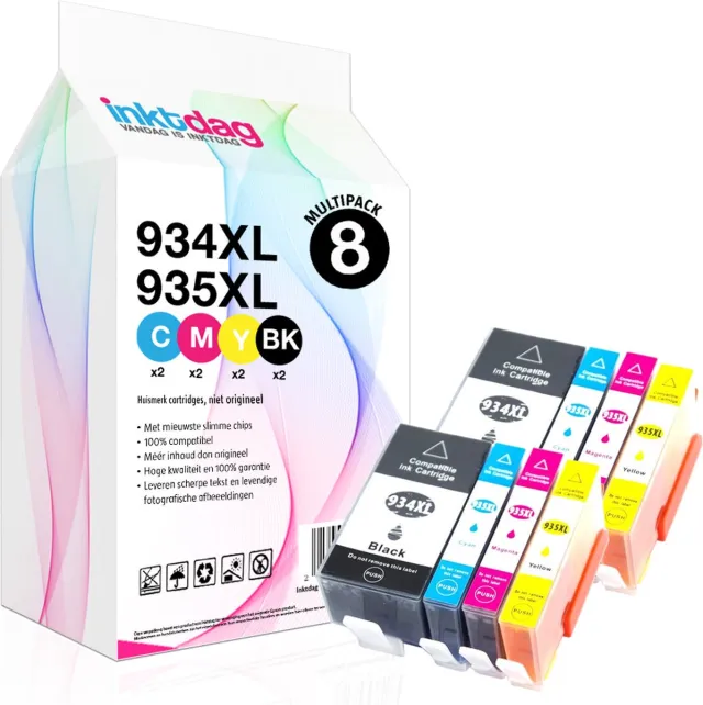 inktdag inktcartridges voor HP 934XL HP 935XL inktcartridges, hp 934xl / hp 935xl multipack van 8 kleuren (2*BK, C, M en Y) voor HP Officejet Pro 6230, HP Officejet Pro 6820, HP Officejet Pro 6830, HP OfficeJet Pro 6800 2 X Zwart (57ml)