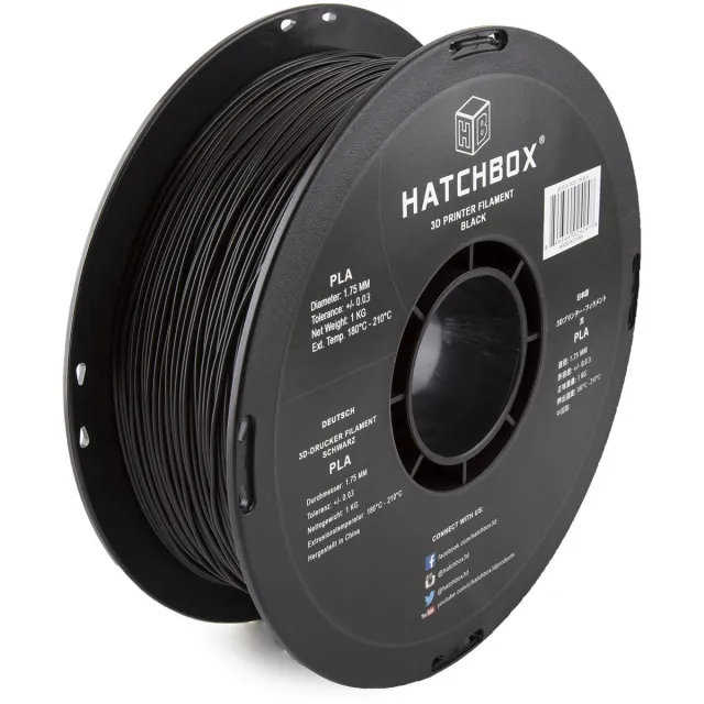 Hatchbox PLA 3D-Printerfilament - Tolerantie +/- 0,03 mm - Spoel van 1 kg - 1,75 mm - Zwart - Filament