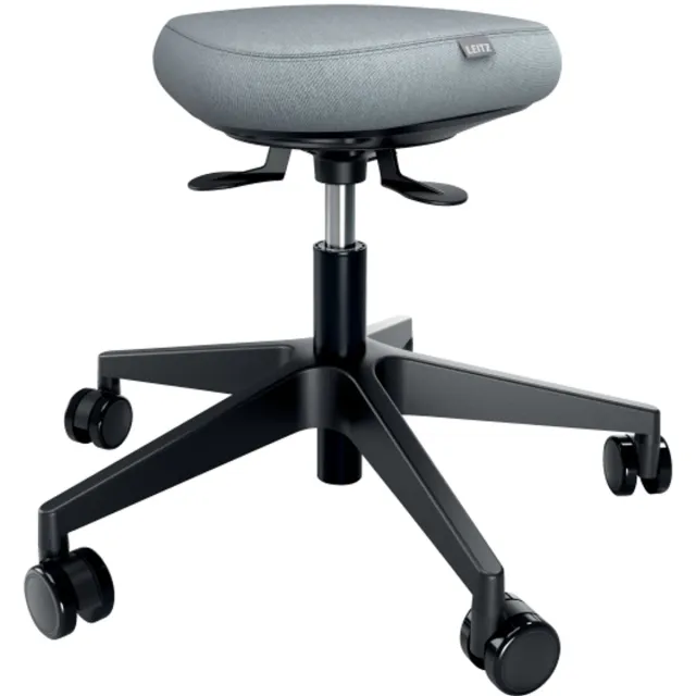 Leitz Ergo Actieve Zitkruk met Wieltjes en Comfort Wiebelkussen - Ergonomische Zadelkruk - In Hoogte Verstelbaar - Zwart