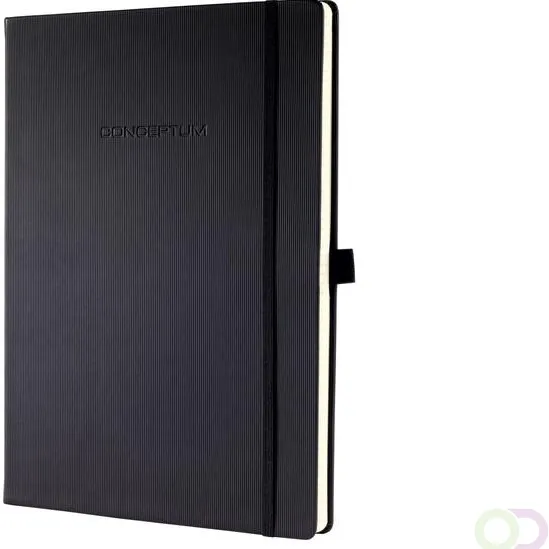 Sigel Notitieboek Conceptum Pure A4 zwart gelinieerd hardcover. Genummerde pagina's, inhoudsopgave, sluiting d.m.v.