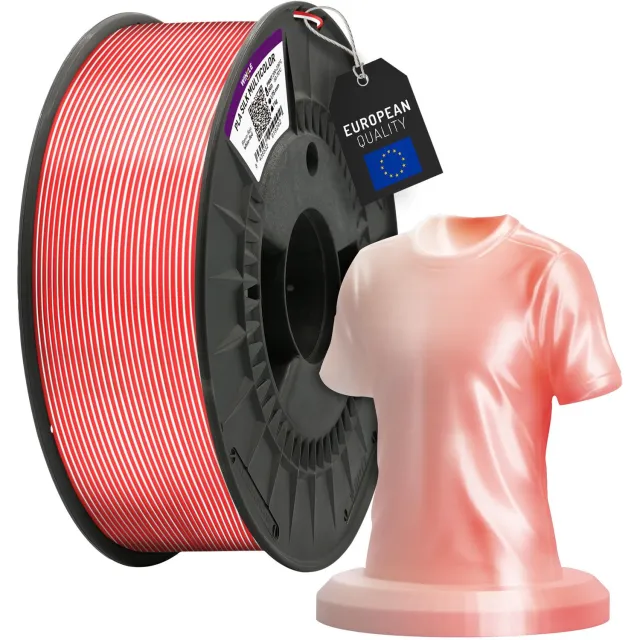 Winkle PLA Silk 3D Filament - Filament voor 3D printer - Hoge Nauwkeurigheid - Wit/Rood - Ø 1,75 mm - 1 kg