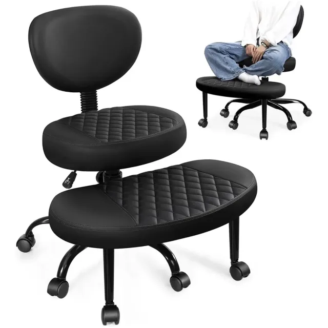 Heidat ergonomische bureaustoel - Relax en Meditatiestoel - 360° draaibare voetensteun - Verstelbaar - Zwart